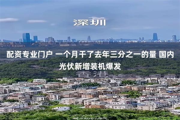配资专业门户 一个月干了去年三分之一的量 国内光伏新增装机爆发