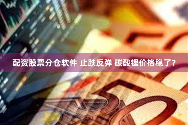 配资股票分仓软件 止跌反弹 碳酸锂价格稳了？